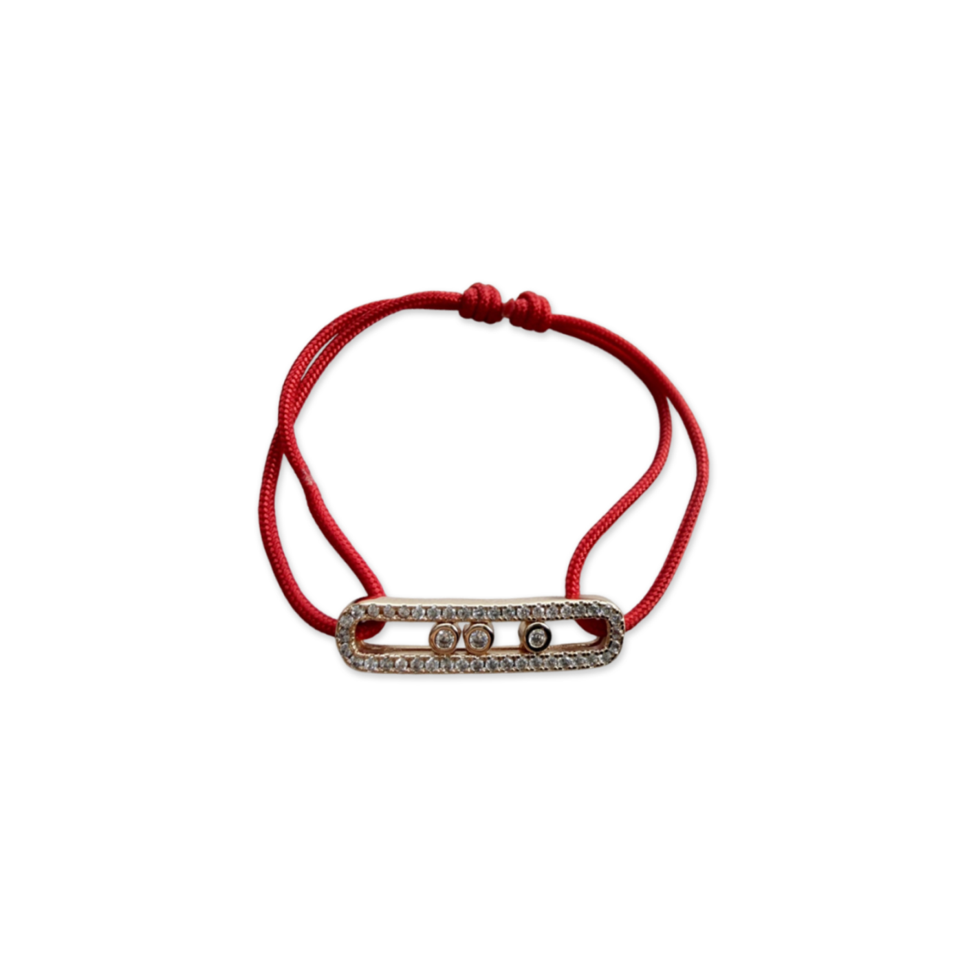 Mes1kaa Mes1kaa care(s) red cord pavÉ bracelet pink gold